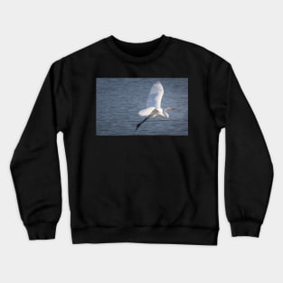 Great Egret Flying Over Water Crewneck Sweatshirt